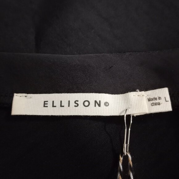 NWT Ellison Black Satin Bias Cut Midi Pull On Skirt Womens L - Picture 3 of 4